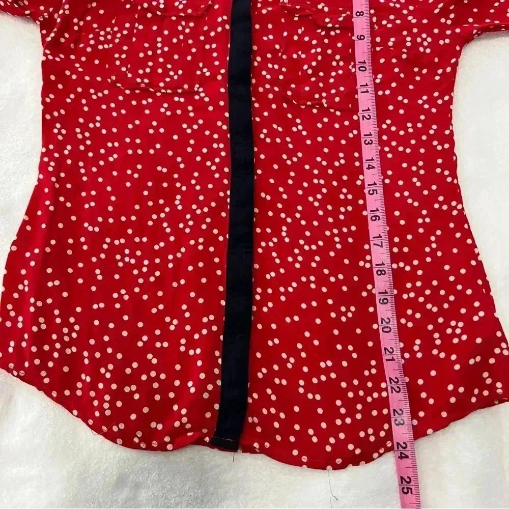 ANTHROPOLOGIE Maeve Polka Dot Bagatelle Blouse Size 0 - Picture 9 of 9